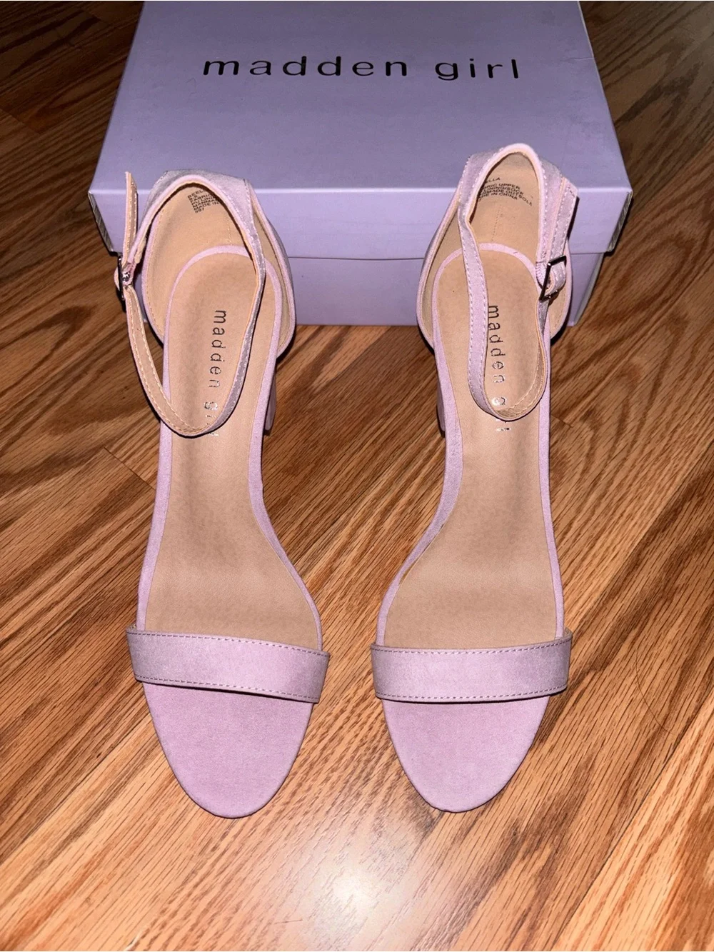 Madden Girl Pastel Lilac Open-Toe Ankle-Strap Heels